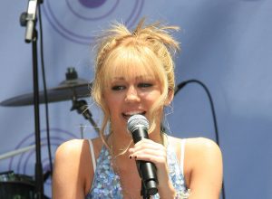 Miley Cyrus performing a concert in 2007