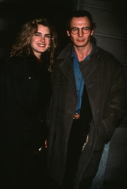 Brooke Shields and Liam Neeson at an event at the Swedish Consulate in New York City in 1992
