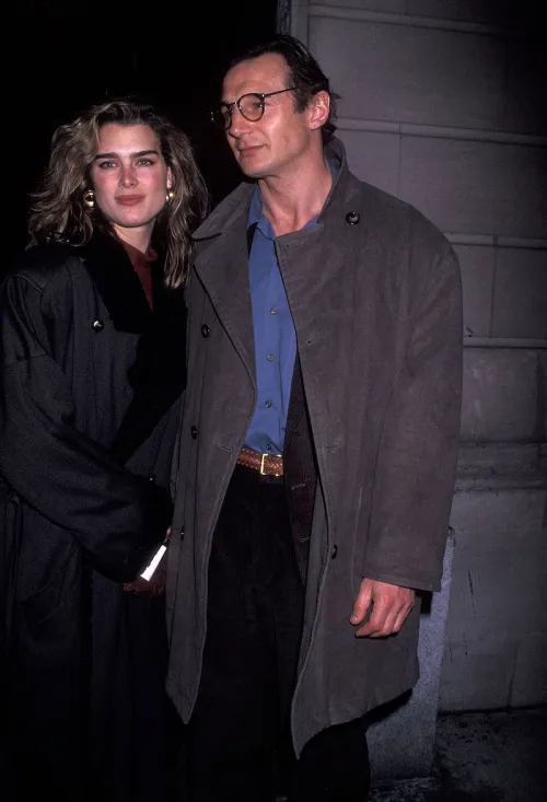 Brooke Shields and Liam Neeson at an event at the Swedish Consulate in New York City in 1992