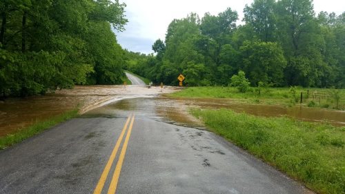 flash flood on road