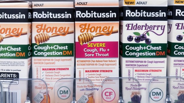 boxes of robitussin at the store