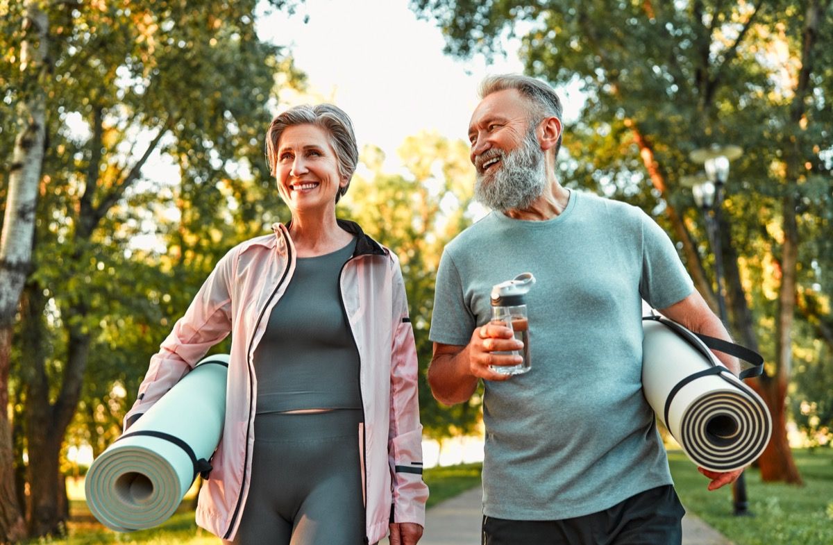 older couple getting ready to exercise