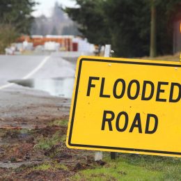 flooded road sign