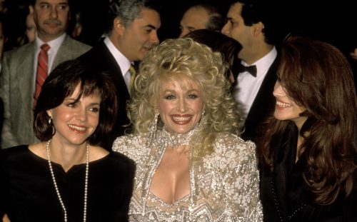 Sally Field, Dolly Parton, and Julia Roberts at the premiere of "Steel Magnolias" in 1989