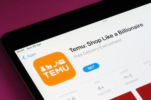 TEMU app seen on the ipad screen in apple app store.