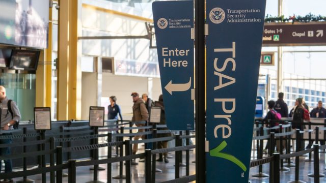 global entry vs. tsa precheck: tsa precheck line at the airport