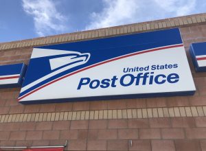 SCOTTSDALE, AZ - MAY 25: Exterior signage on the front of the United States Post Office building in Scottsdale, Arizona on May 25, 2017.