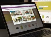 laptop screen showing a person shopping on wayfair