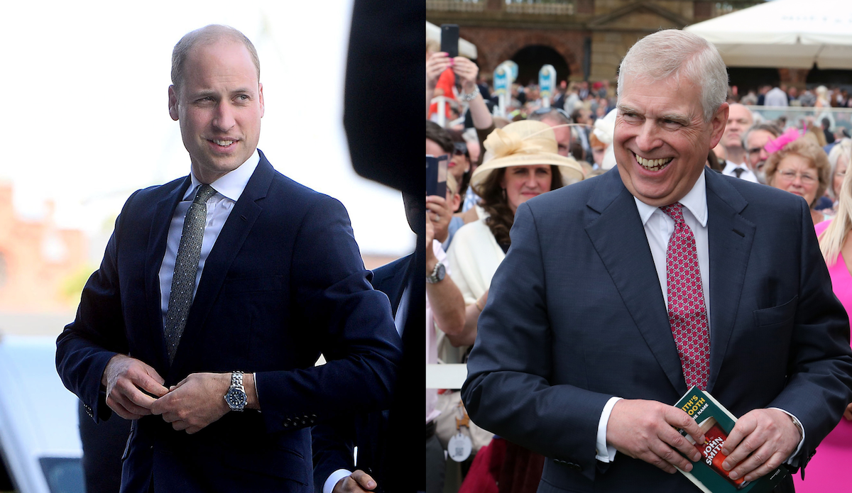 Prince William in 2017; Prince Andrew in 2019