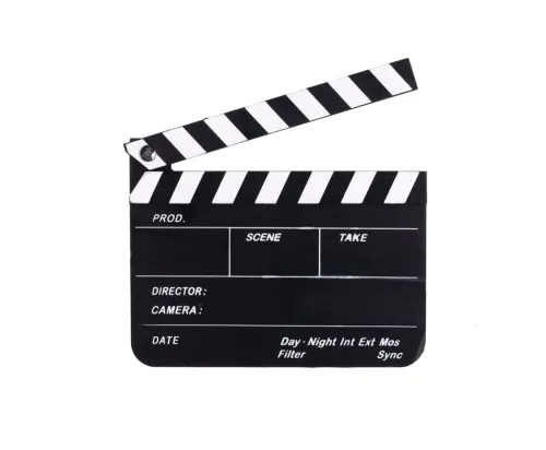 clapperboard isolated on white background