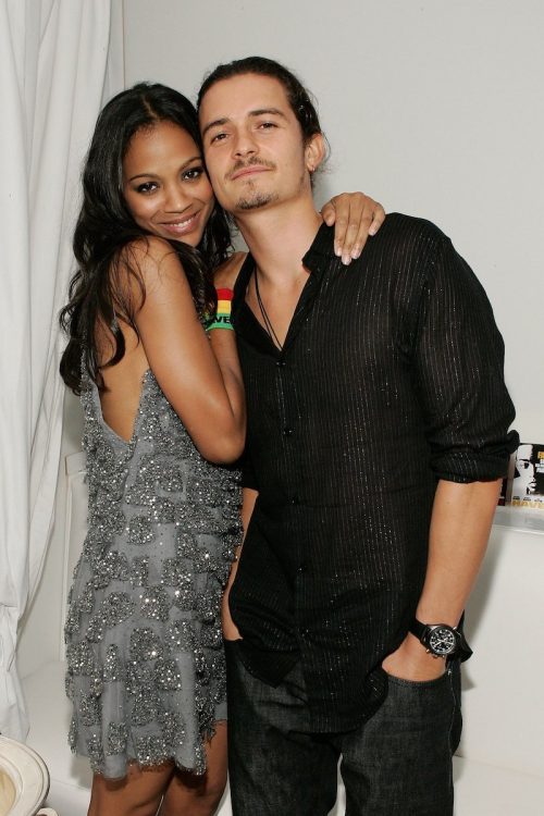Zoe Saldana and Orlando Bloom at the after party for the premiere of "Haven" in 2006