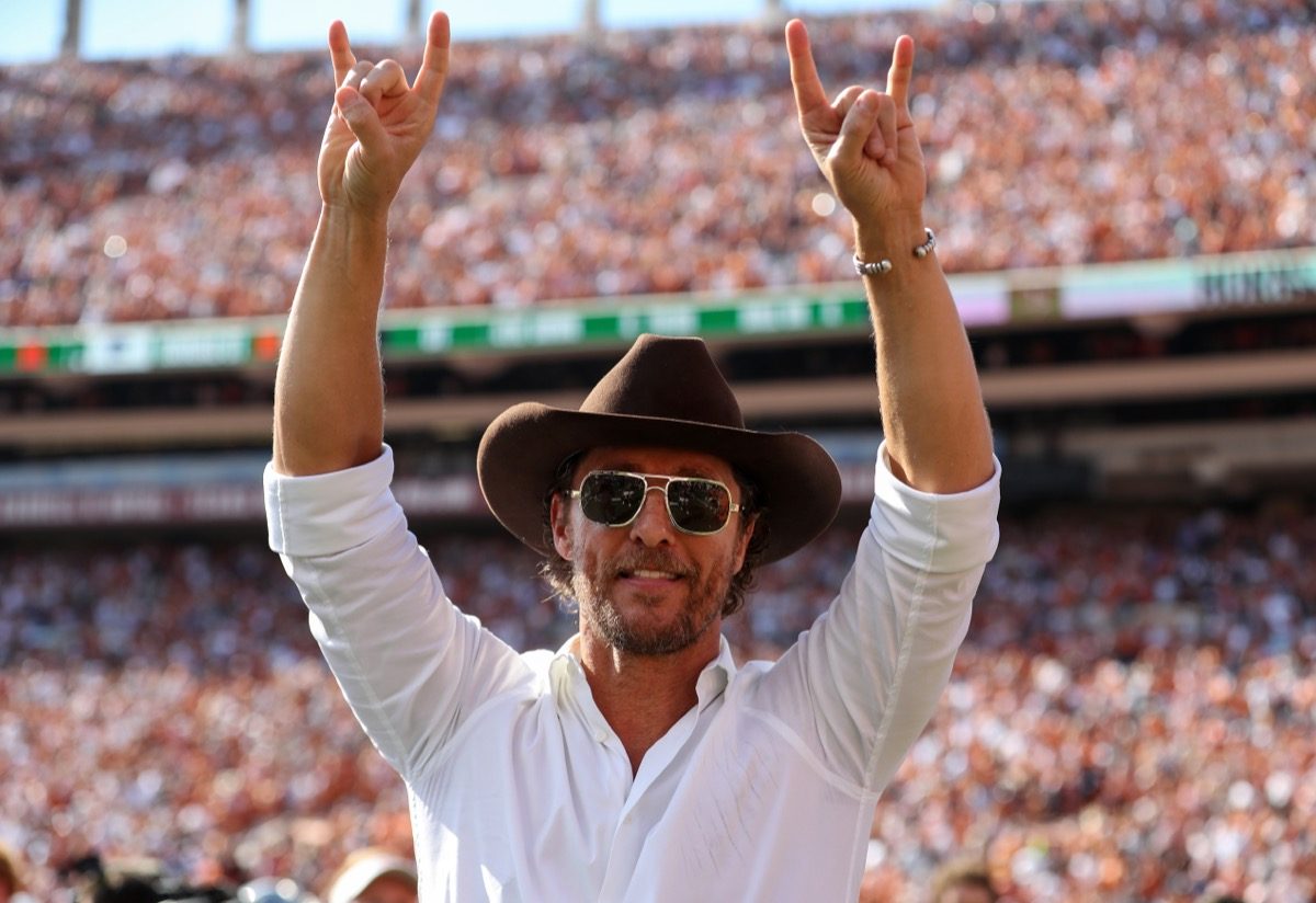 Matthew McConaughey at Kansas State v Texas game in 2023