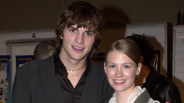 Ashton Kutcher and January Jones at the premiere of Dude, Where's My Car? in 2000