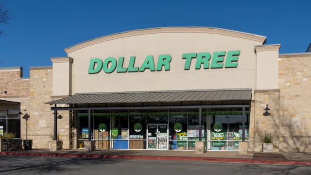 The exterior storefront of a Dollar Tree location
