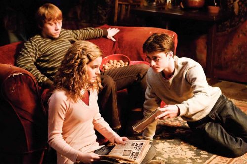 emma watson, rupert grint, and daniel radcliffe in harry potter and the half-blood prince