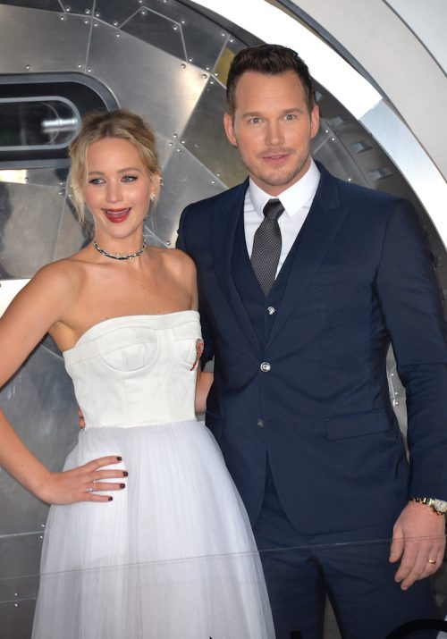 Jennifer Lawrence and Chris Pratt at the premiere of Passengers in 2016