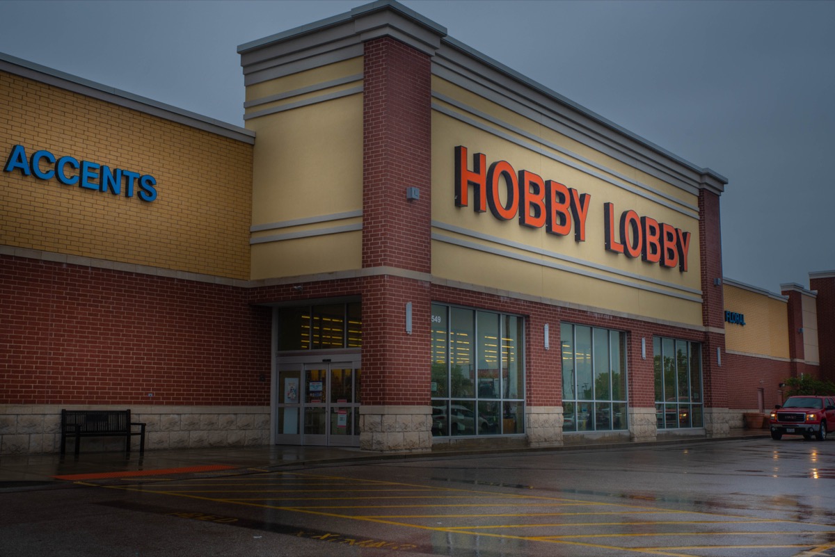 hobby lobby store in the rain