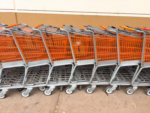 home depot carts lined up