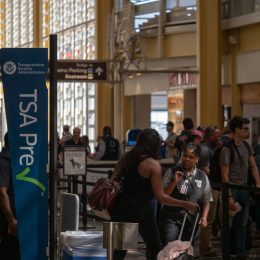 WASHINGTON, DC JULY 3, 2018: TSA Precheck and Global Entry line at security checkpoint at Reagan National Airport