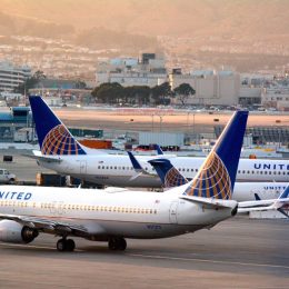 SAN FRANCISCO, USA - MAY 20 2015:United Airlines planes in San Francisco International Airport.It is the world's largest airline when measured by number of destinations served.