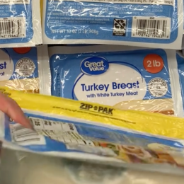 screenshot of tiktok showing walmart great value meat with mold on it