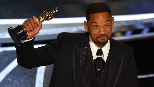 Will Smith accepting his Oscar in March 2022