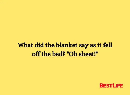 What did the blanket say as it fell off the bed? "Oh sheet!"