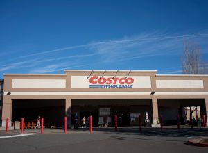 Aloha, OR, USA - Jan 25, 2022: Front view of a Costco Wholesale store in Aloha, Oregon. Costco Wholesale Corporation operates a chain of membership-only big-box retail stores.