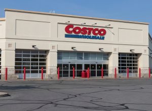 A Costco storefront from the parking lot