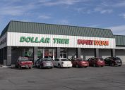 A combination Dollar Tree and Family Dollar storefront
