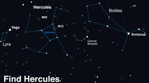 Constellation map showing Hercules and Bootes