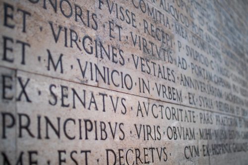 latin text on stone wall