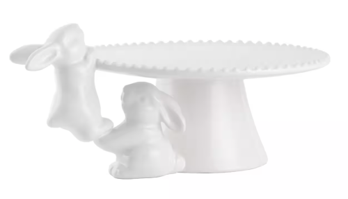 White ceramic bunny cake stand from Michaels