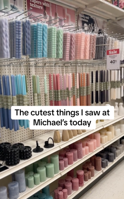 Display of colorful candles at Michaels