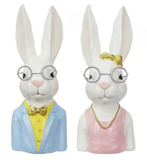 Tabletop bunny couple with glasses from Michaels