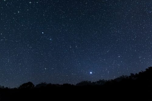 Beautiful night sky Beautiful Star Field with diffraction spikes Jupiter Venus Constellations Auriga Camelopardalis Lynx Gemini Canis Minor Monoceros Leo Leo minor Cancer Perseus