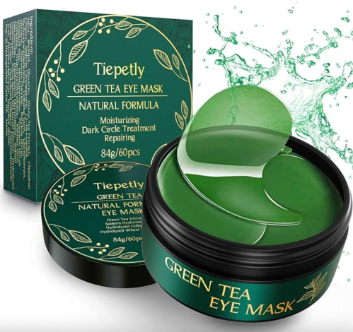 Tipetly green tea eye masks and green packaging