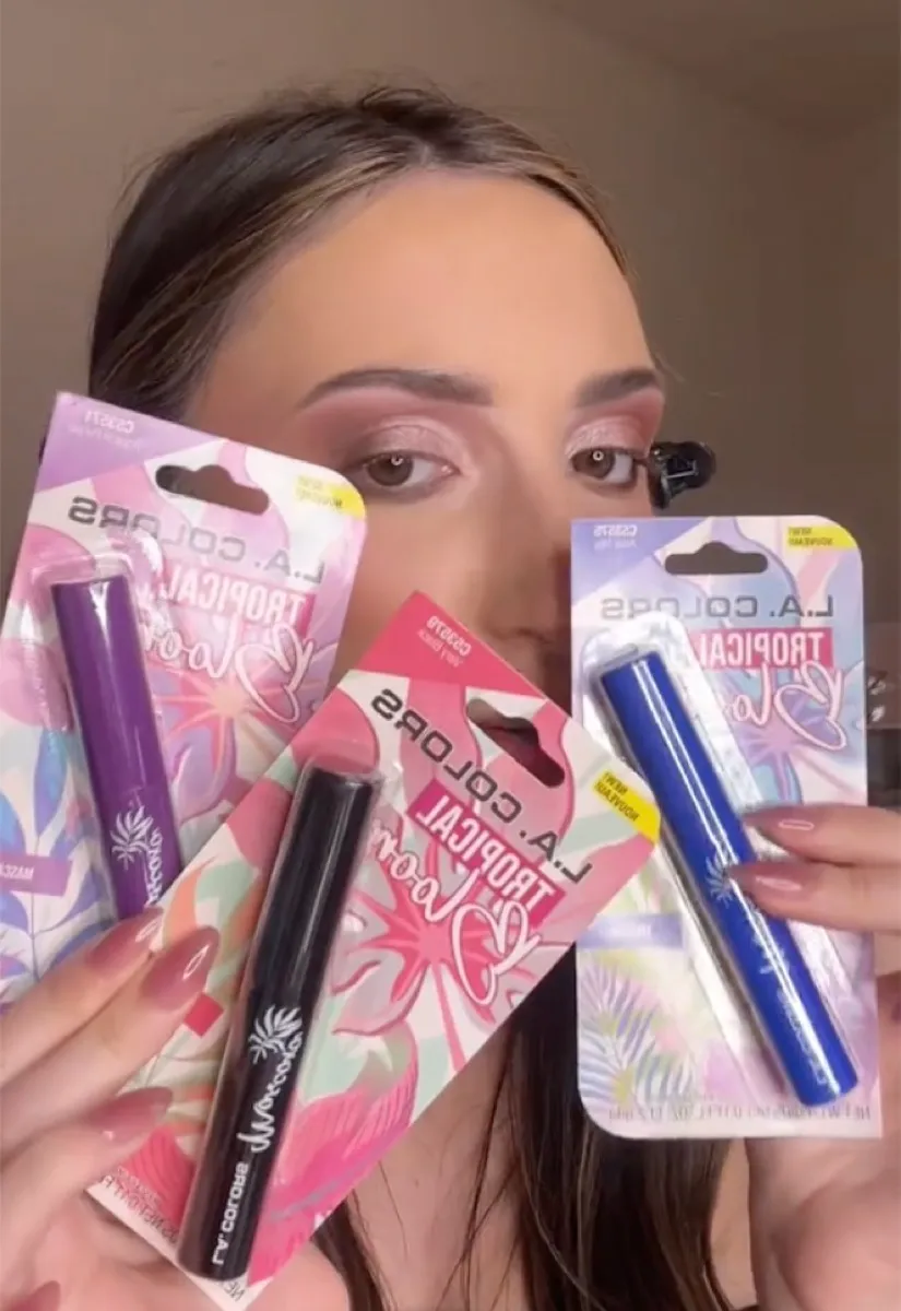 Beauty expert Alexis Simone shows off Dollar Tree mascara from LA Colors brand