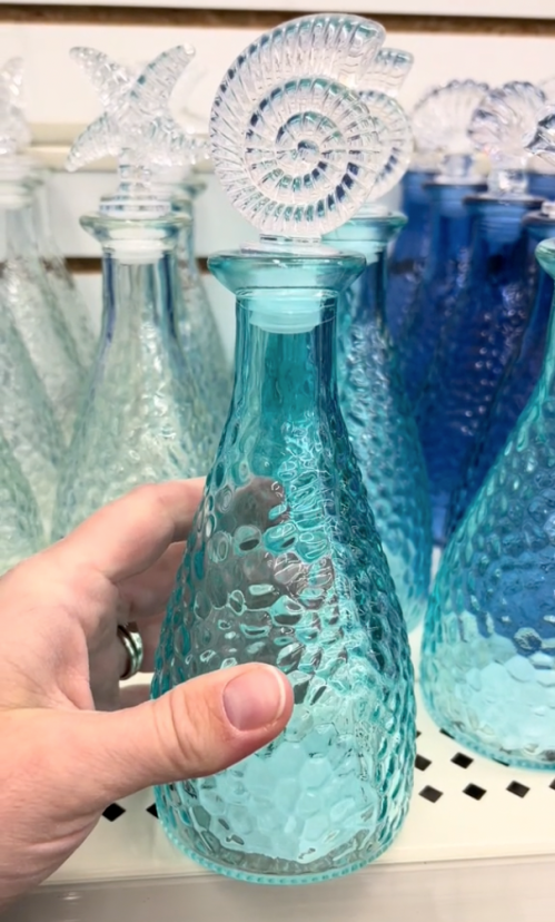glass seashell decanters at Dollar Tree