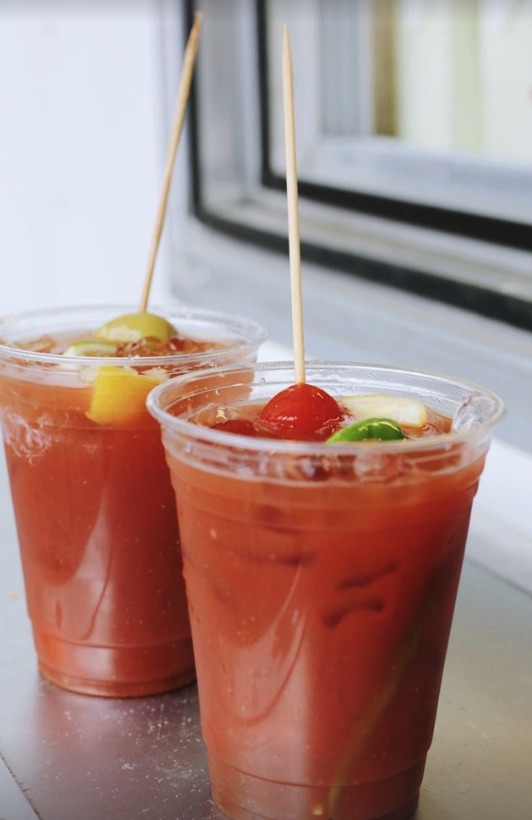 Two blood Marys with garnish