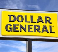 A close up of a Dollar General store sign