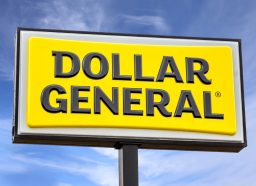 A close up of a Dollar General store sign