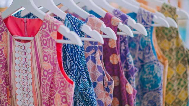 a row of sleeveless shirt Printed Batik with Hand Painted Malaysia Textile Culture