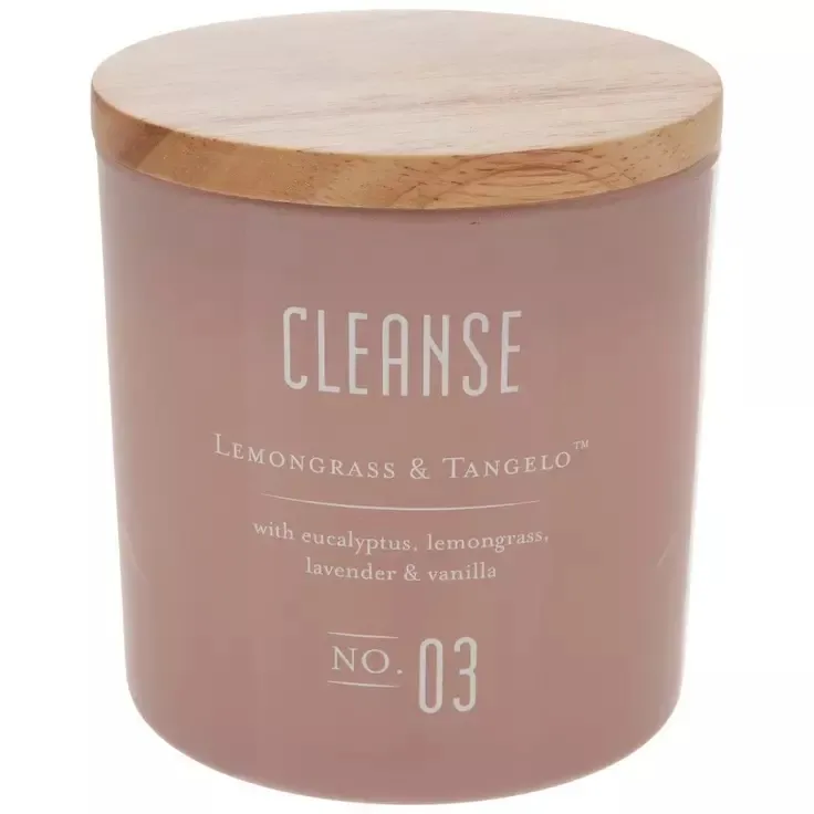 A pink Cleanse scented candle from Hobby Lobby