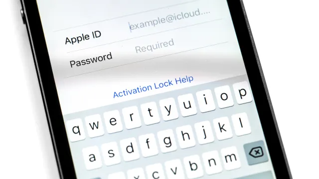 Apple ID and Password on the screen of an iPhone
