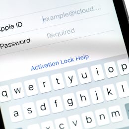 Apple ID and Password on the screen of an iPhone