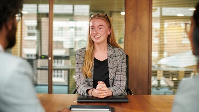 young graduate keen to impress at her first interview