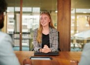 young graduate keen to impress at her first interview