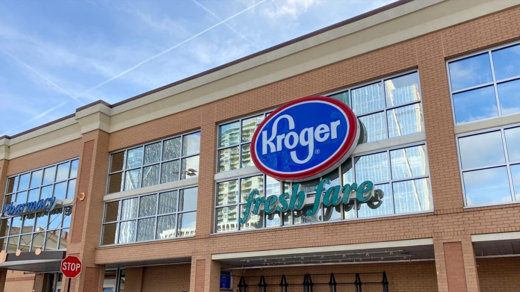 The exterior of the Buckhead Kroger grocery store in Atlanta, Georgia.