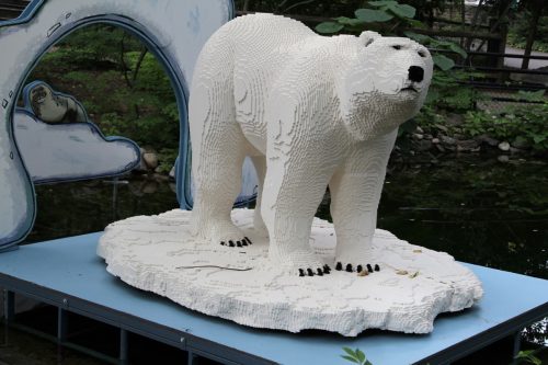 lego polar bear outside of the philadelphia zoo